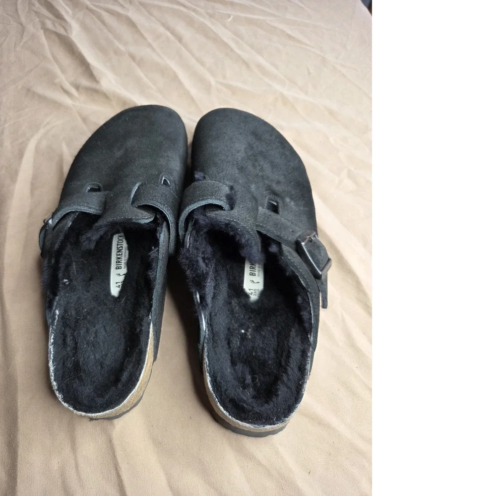 Mens Birkenstock Boston Shearling Insulated Clog Black Suede EU 41 US 8